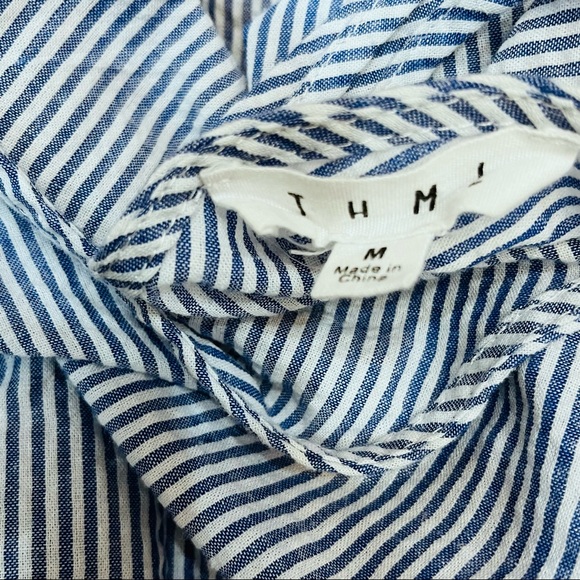 THML boutique Romper blue white pink tassel sz Medium - Picture 7 of 7